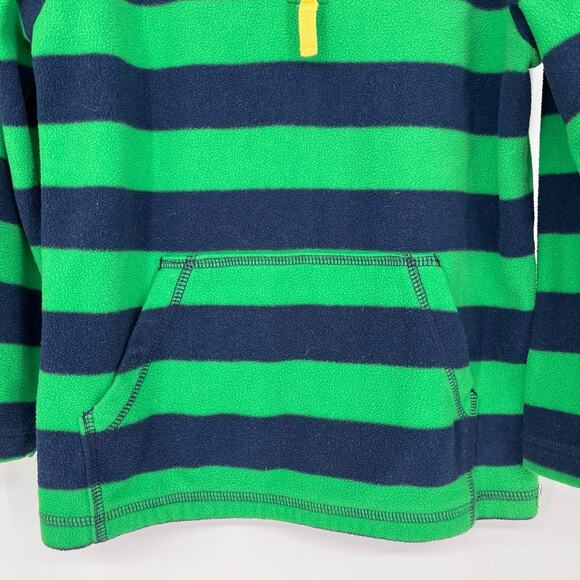 Hanna Andersson Microfleece Zipneck Book Green Navy Stripe Quarter Zip Sz 6-7 - Picture 7 of 8